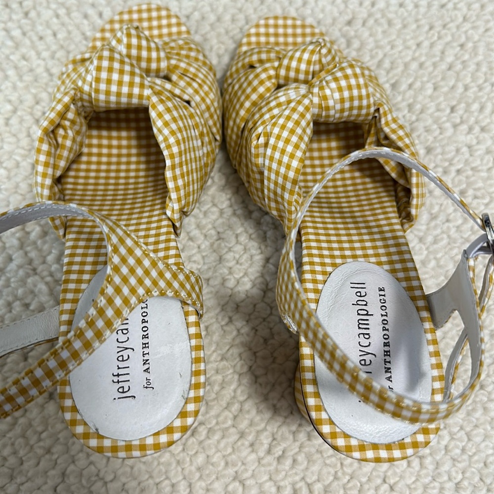 Yellow gingham Jeffrey Campbell for Anthropologie Sandals 7.5
